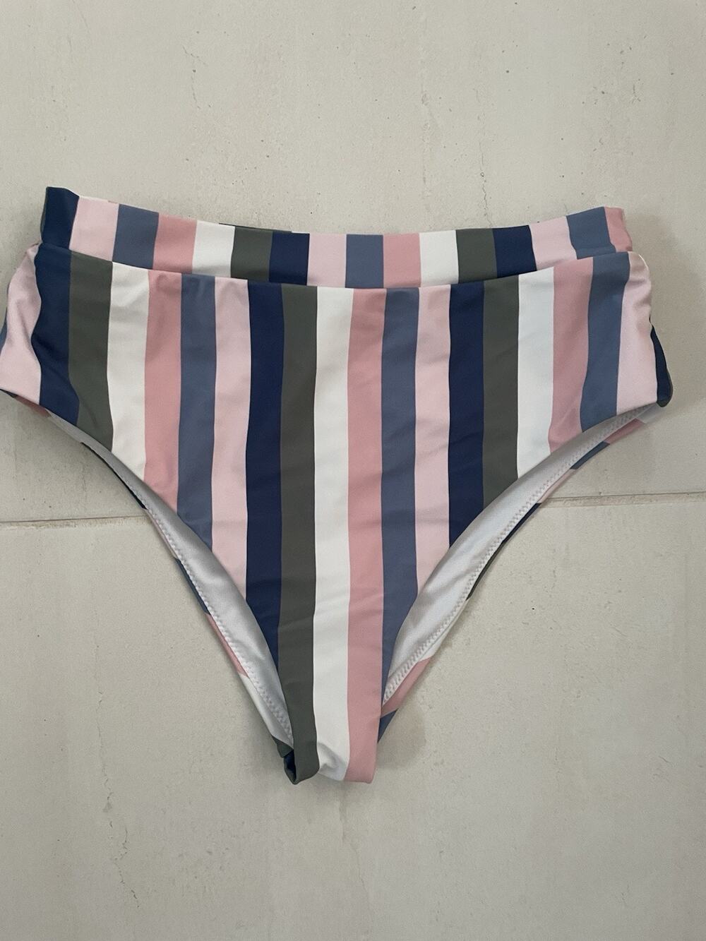 Raisins Swim Bikini Bottom High Waist Striped Swimwear Beach Summer